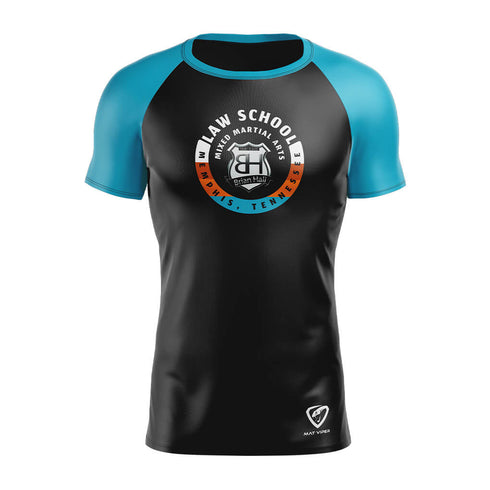 Law School MMA Black w/ Blue Sleeves Rash Guard