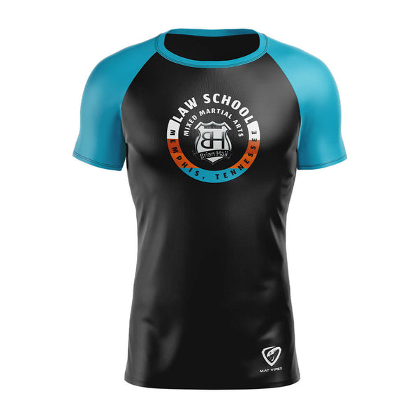 Law School MMA Black w/ Blue Sleeves Rash Guard