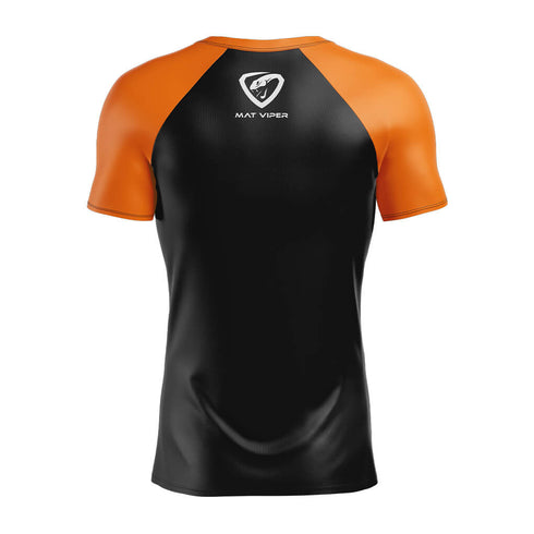 Law School MMA Black w/ Orange Sleeves Rash Guard