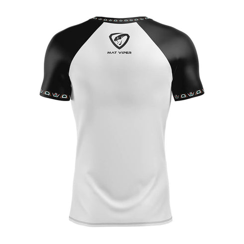 Law School MMA White w/ Black Sleeves Rash Guard
