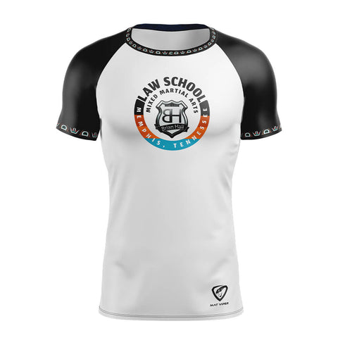 Law School MMA White w/ Black Sleeves Rash Guard