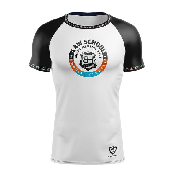 Law School MMA White w/ Black Sleeves Rash Guard