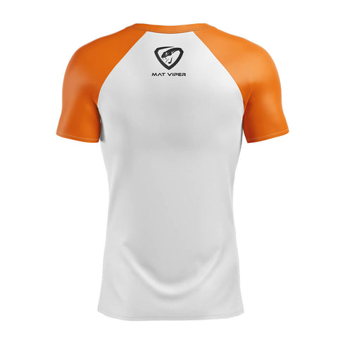 Law School MMA White w/ Orange Sleeves Rash Guard